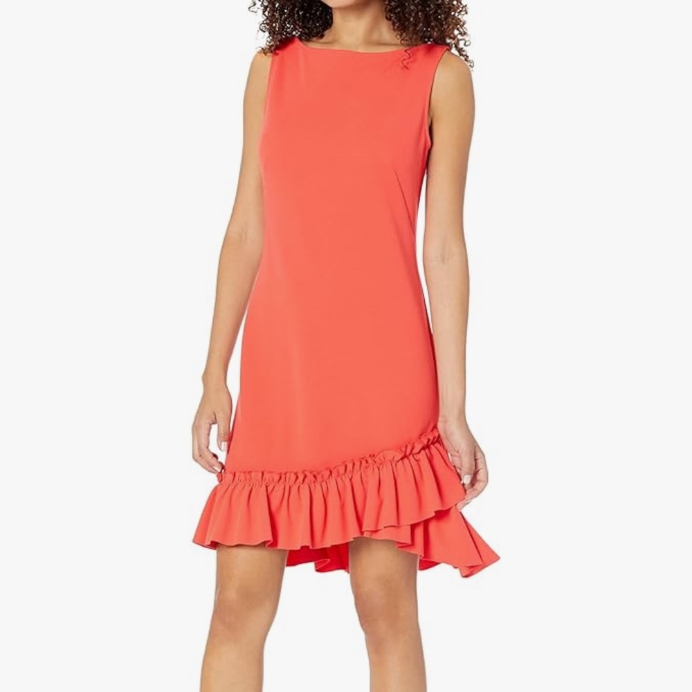 TRINA TURK Coral Ruffle Hem Dress Size 4